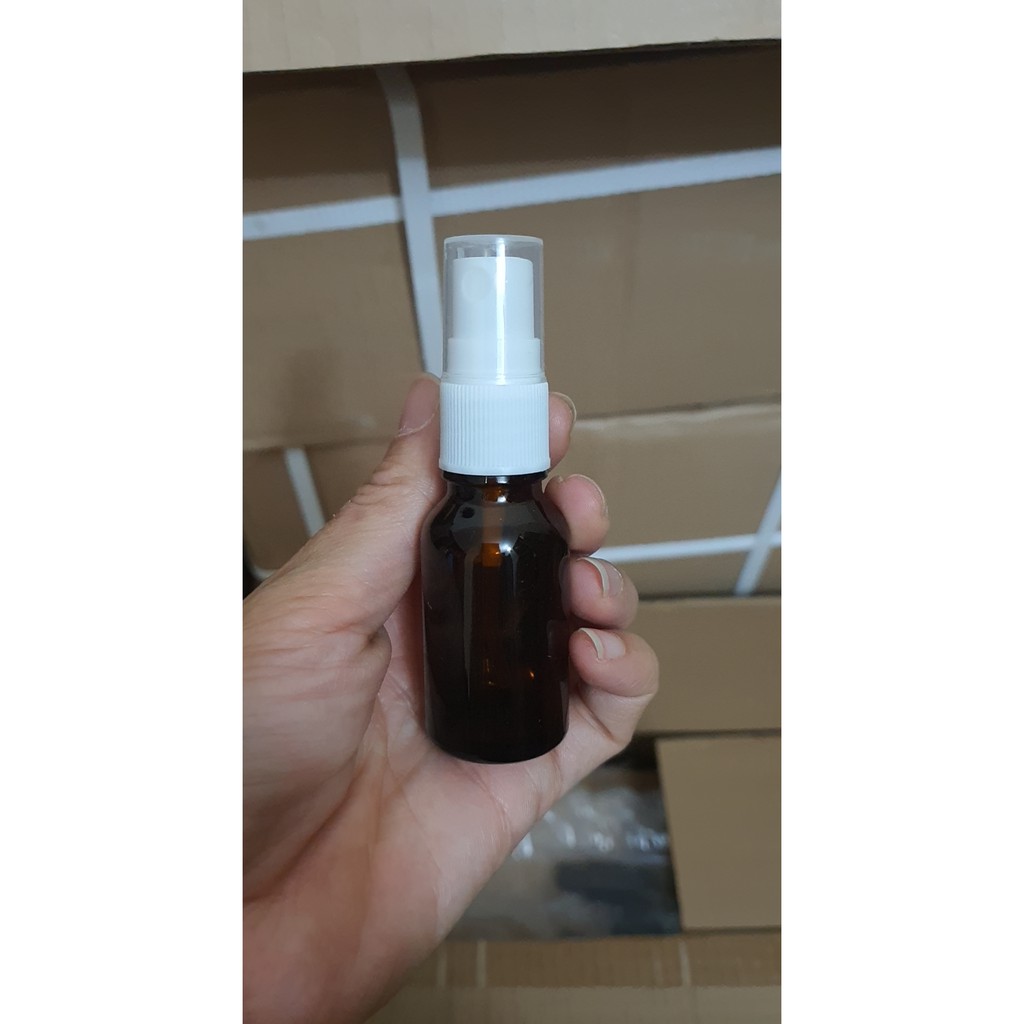 10 chai 10 20 30 serum nắp xịt trắng, chai thủy tinh