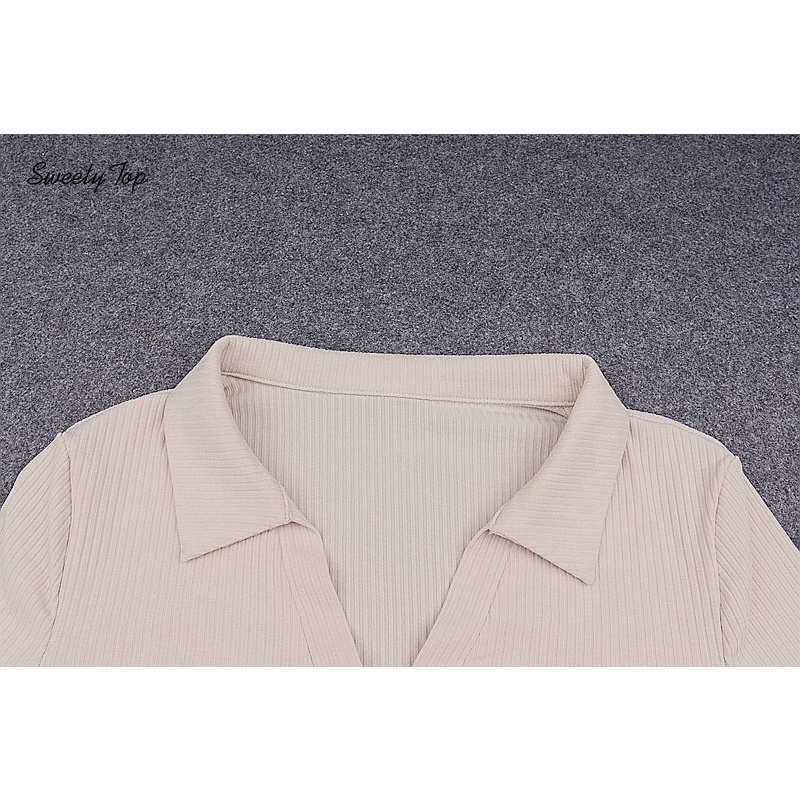 Sweetytop Áo Thun Nữ Tay Dài Cổ Chữ V Gợi Cảm 2021 | BigBuy360 - bigbuy360.vn