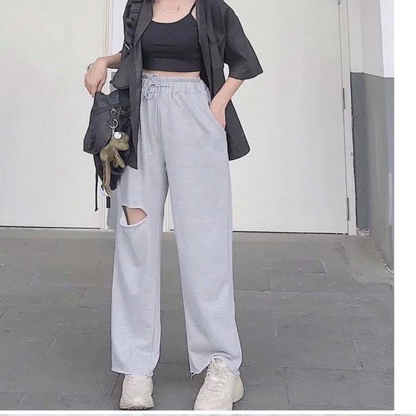 Quần jogger RUBY HOUSE86 from quần ống rộng vải nỉ ép không xù 2 màu Đen Xám, HOT HIT 2021