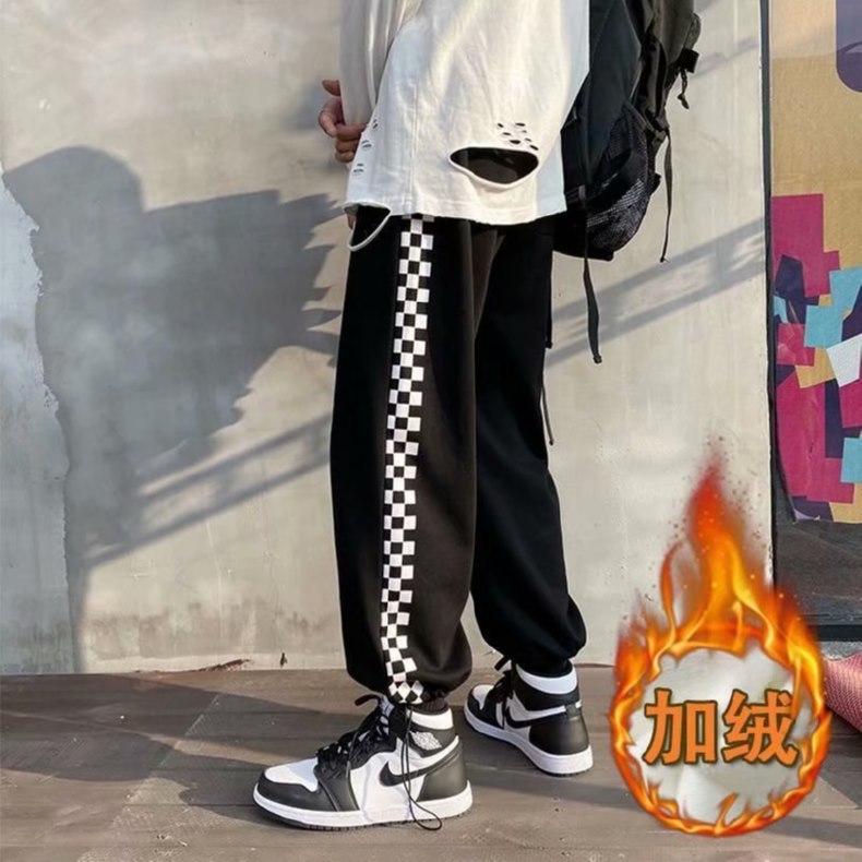 Quần dài dáng rộng in họa tiết phối màu đen trắng size S-3xl cá tính cho nam | BigBuy360 - bigbuy360.vn