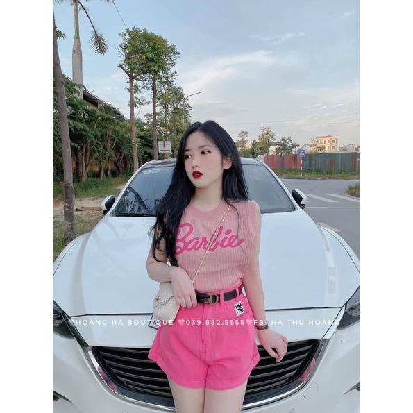Áo croptop nữ cổ tròn tay hến BABIE chất len QC
