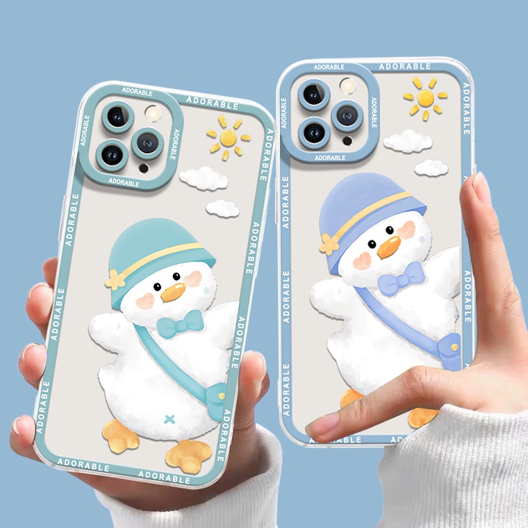 Ốp Điện Thoại Silicon Trong Suốt Họa Tiết Hoạt Hình Chú Vịt Cho IPhone 13 11 12 Pro Max Mini XS X XR 7 8 6 6S Plus