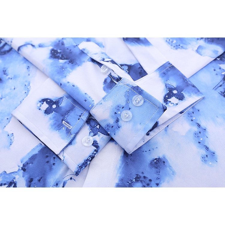 L &amp; V Áo Sơ Mi In logo Biểu Tượng Thiết Kế Màu Nhuộm Cổ Điển Thoải Mái Thời Trang Xuân Thu