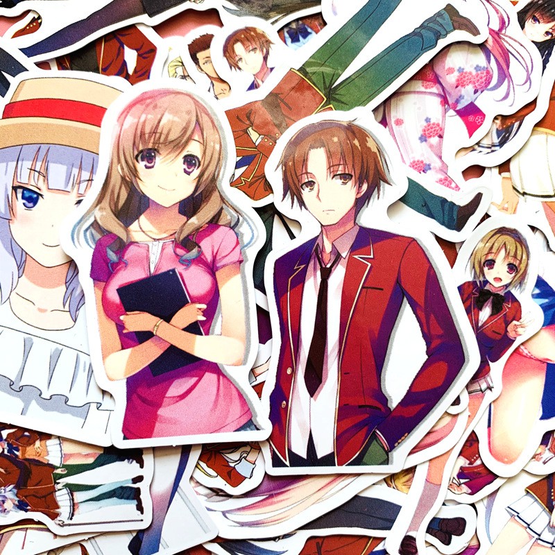 Miếng dán Sticker Anime Manga Youkoso Jitsuryoku Shijou Shugi no Kyoushit trọn bộ 50 hình - In rõ ràng sắc nét khó tróc