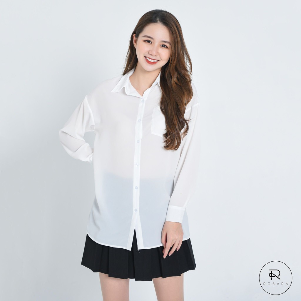 [Mã FAMAYWA giảm 10K đơn 50K] Áo sơ mi kiểu thời trang nữ voan mỏng phom rộng Rosara AM58 | BigBuy360 - bigbuy360.vn