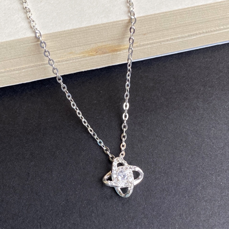 Dây chuyền bạc nữ mặt đính đá, chất liệu bạc ta cao cấp - Trang sức bạc Evasilver