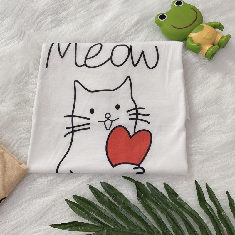 áo phông tay lỡ áo thun 3d mẫu chú meow dễ thương