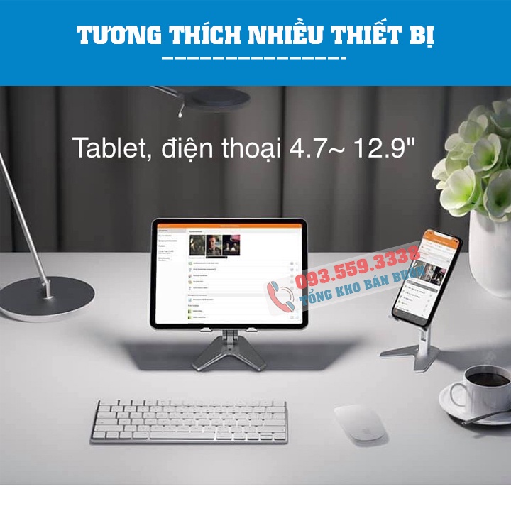 Giá đỡ điện thoại - máy tính bảng - tablet P10 / P10 Mini 4.7" - 12.9" - Gấp gọn mang đi tiện lợi - Hợp Kim Nhôm Cao Cấp