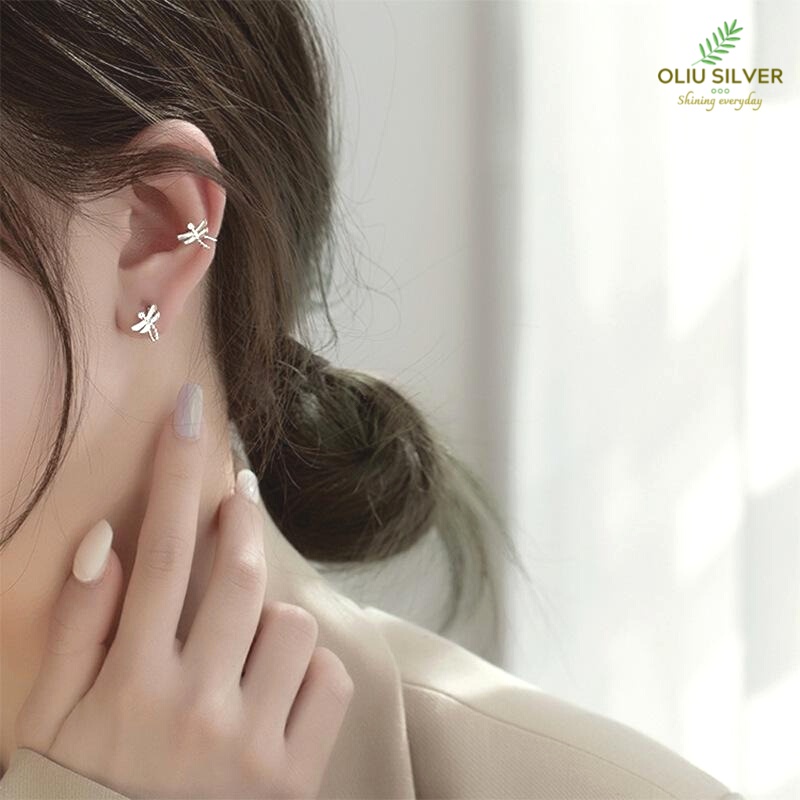 Bông Tai Bạc S925 Ear Cuff Kẹp Vành Chuồn Chuồn Dễ Thương | Khuyên Tai Nữ Trang Sức Bạc Thời Trang