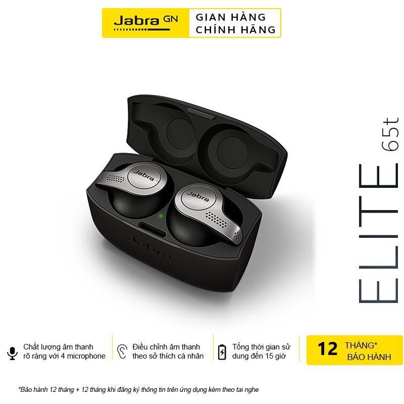 Tai Nghe Bluetooth True Wireless JABRA Elite 65T Thương hiệu Đan Mạch - Hàng Chính Hãng BH 12 TH