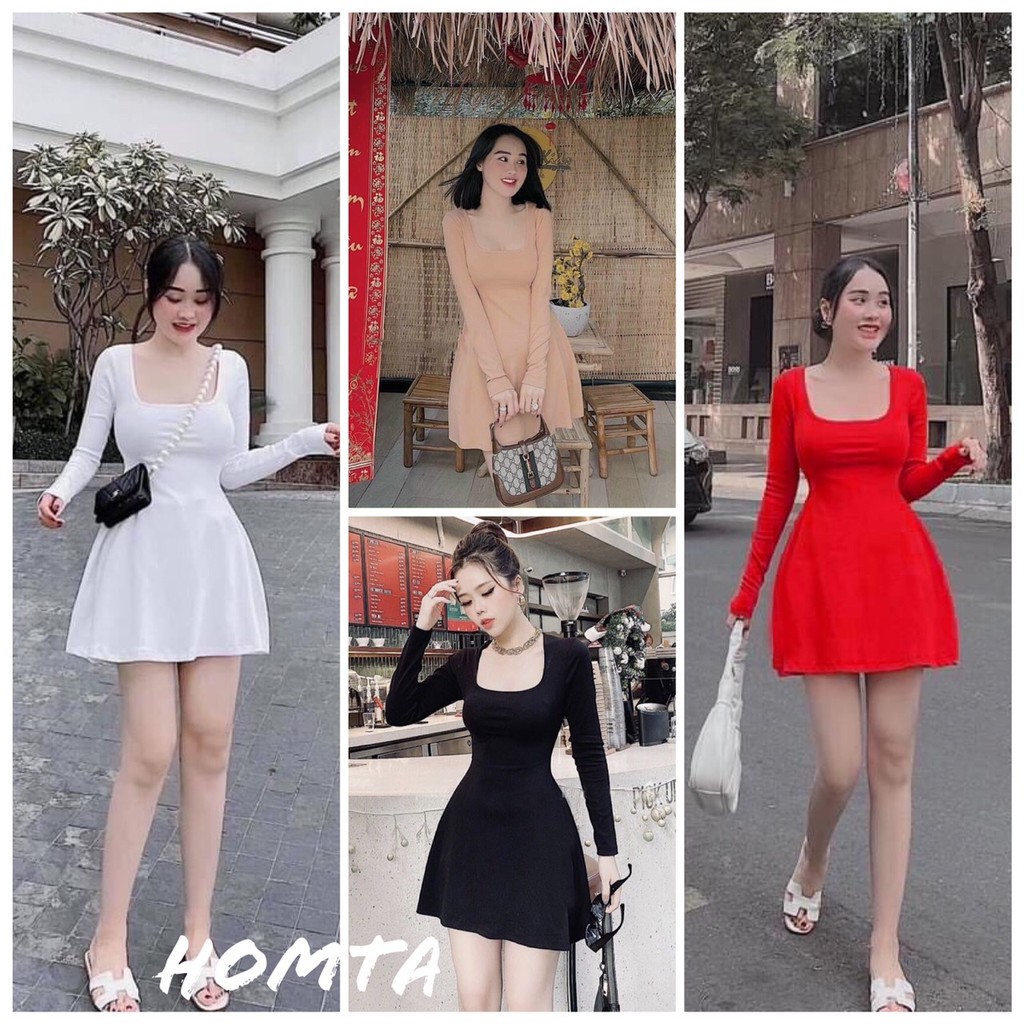 Đầm xòe tay dài
