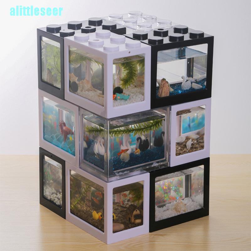 【Bar】Home Aquarium Fish Tank Cup Goldfish Jar Building Blocks Fish Tank Superposition