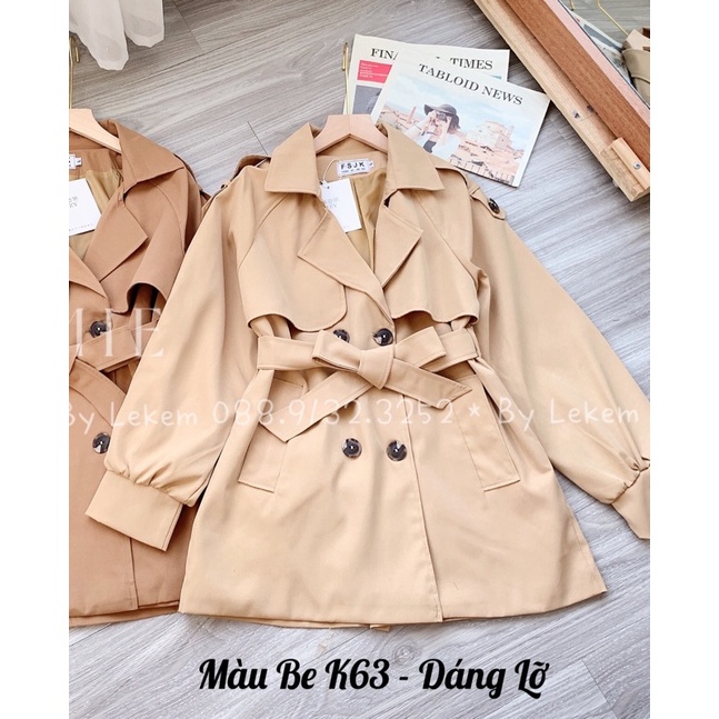 Áo khoác măng tô kèm dây đai chất kaki size M L cho khách từ 38- 62kg lemiebylekemqc