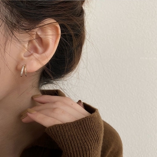  Đôi Bông Tai Mạ Bạc 925 Hình Chữ C Đính Đá C547