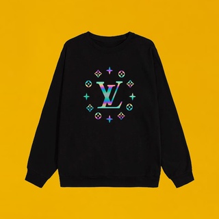 Áo sweater lv circle phản quang đa sắc nỉ bông , áo sweatshirt unisex form rộng thời trang nam nữ