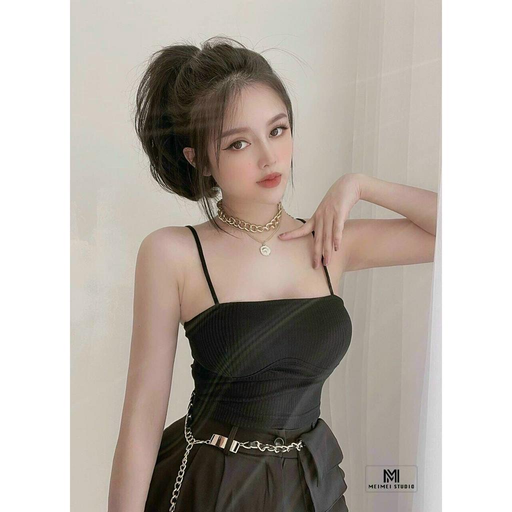 áo 2 dây bra gân viền dưới ngực có mút