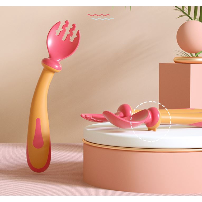 Bộ muỗng nĩa Silicon cho bé (Kèm hộp đựng bảo vệ)