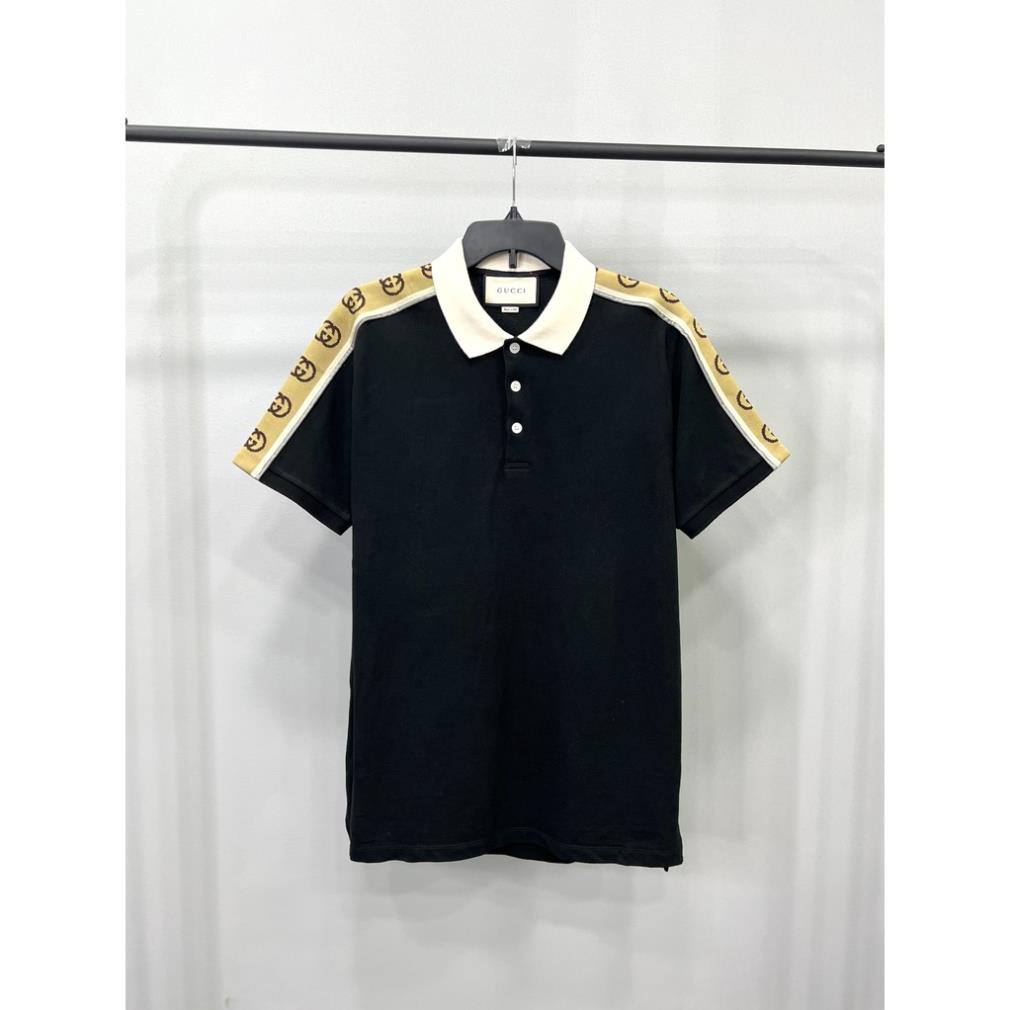 Áo Polo Gu*CCI Monogram Pattern 2 Màu Vải  Cá Sấu Cotton 100%