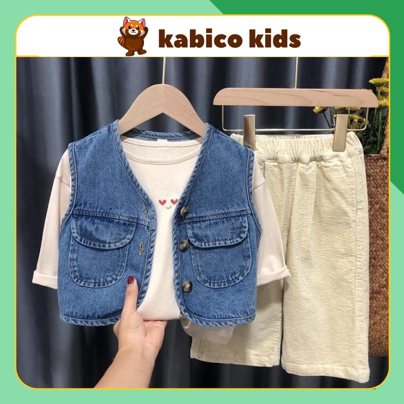 Áo gile chất liệu jeans cao cấp, áo gile cho bé trai và bé gái_TE3