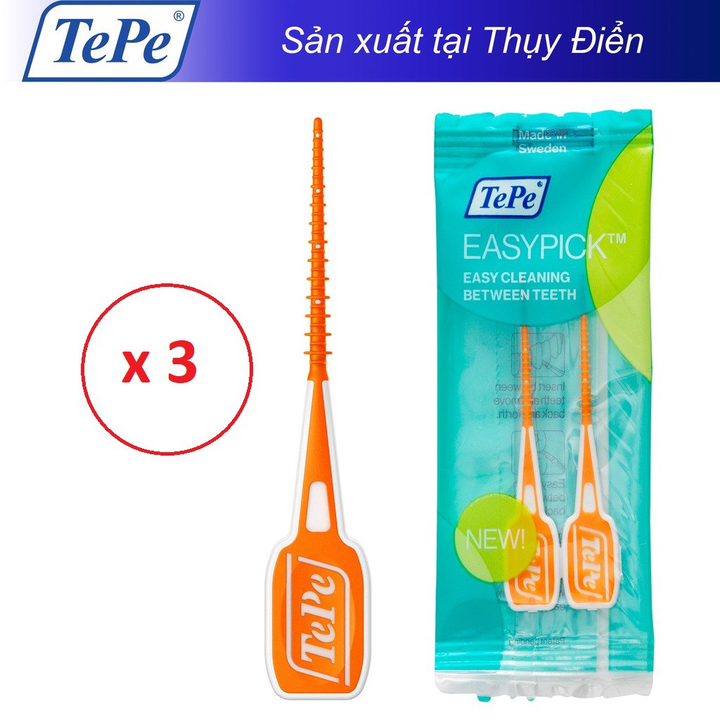 Combo 3 bịch tăm chải kẽ răng màu cam Tepe EasyPick XS-S