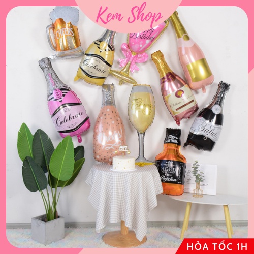 Bóng hình chai rượu, cốc bia, ly vang size đại trang trí sinh nhật sự kiện - Kem Shop K249