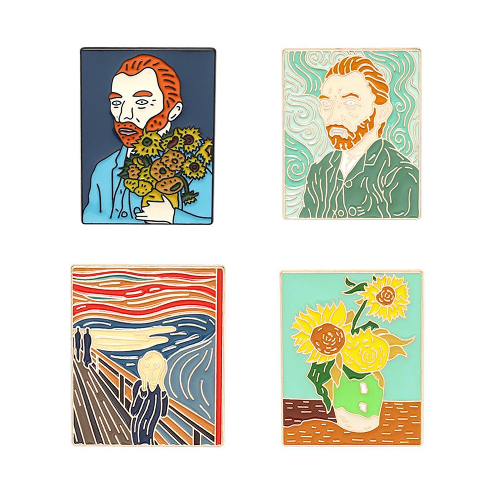 PINEVN Huy Hiệu Cài Áo Hình Tranh Van Gogh Bằng Hợp Kim Tráng Men