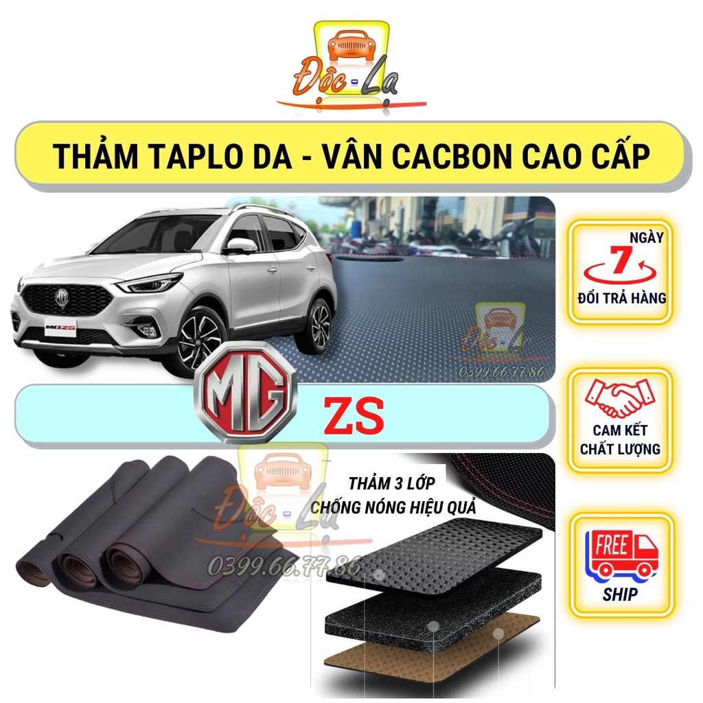 Thảm taplo MG ZS 2021 - 2022 vân Cacbon cao cấp, chống nóng, bảo vệ ô tô hiệu quả