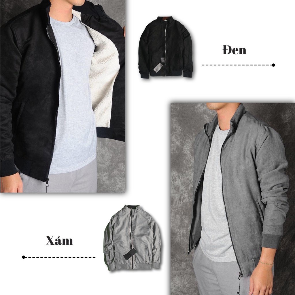 Áo khoác nam bomber da lộn form rộng lót lông mùa đông 4 màu cực chất - Zata AK02