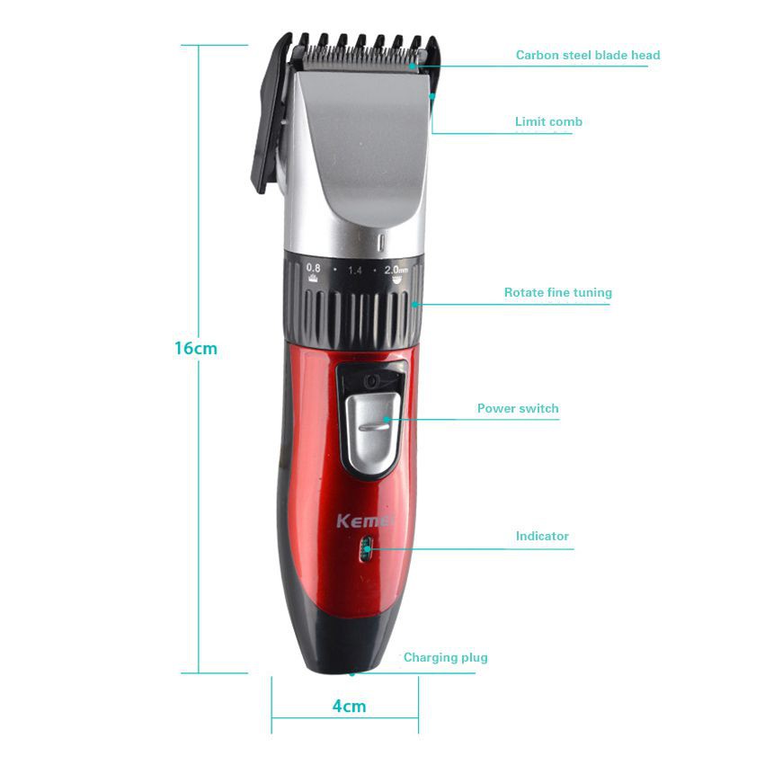 Kemei KM-730 Rechargeable Electric Hair Clipper for Men Detachable Blade