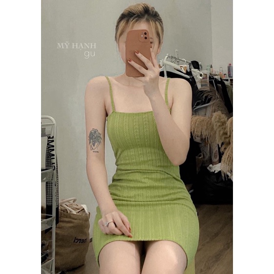 Đầm hai dây nữ len gân cao cấp , đầm body hai dây ôm tôn dáng hàng loại 1 - 25 store