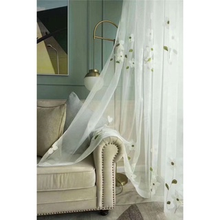Rèm voan thêu hoa cỏ, rèm cửa trang trí phòng ngủ, spa, decor ngăn phòng Quý Nhân