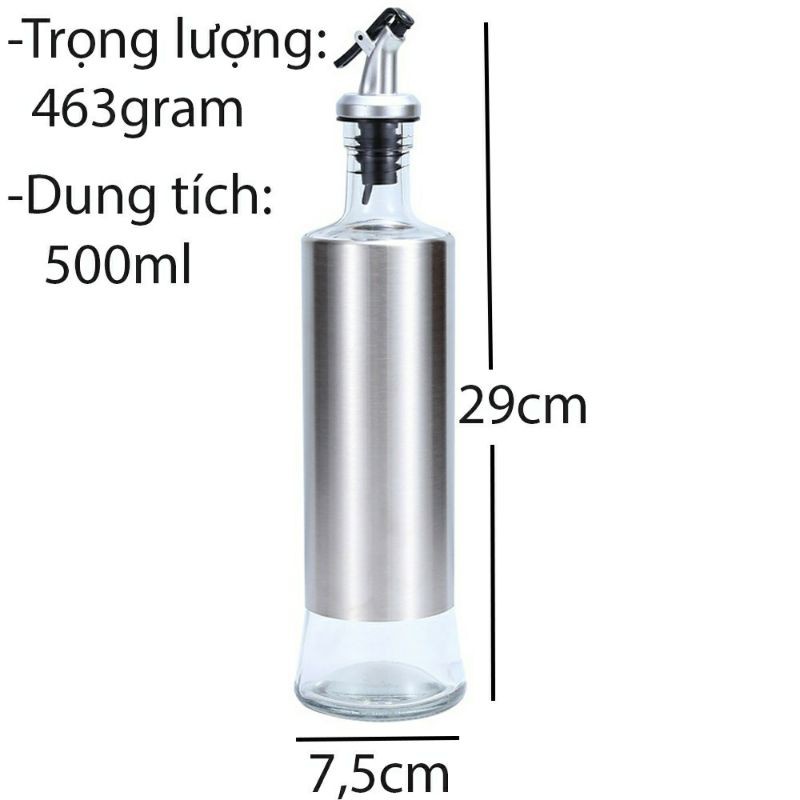 Bình đựng dầu, nước mắm bọc inox cao cấp 300ml/500ml