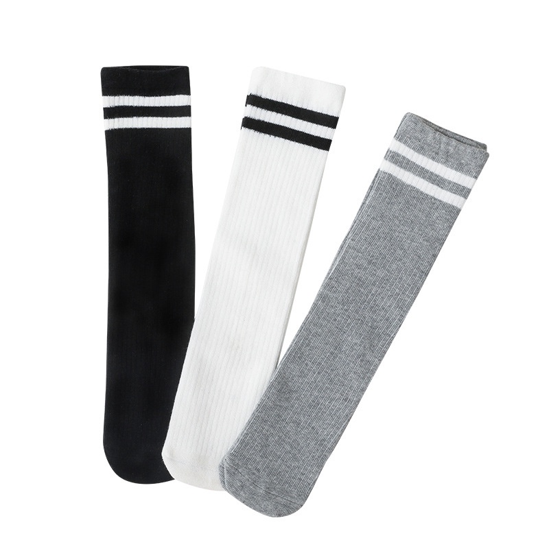 Vớ Cotton Dài Qua Gối Kẻ Sọc Trắng Cho Bé Gái