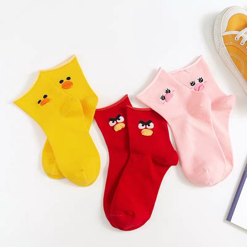 Set 5 đôi tất cao cổ Bivota vớ nữ in hình Angry Bird cực xinh T29