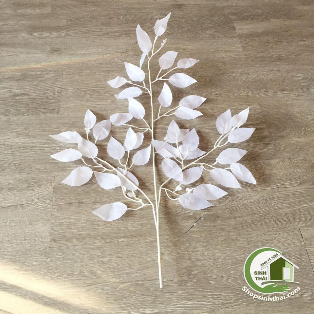 Cành lá cây màu trắng - lá cây giả phụ kiện chụp hình ảnh trang trí