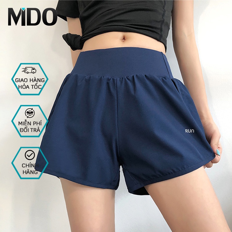 Quần short cạp cao tập gym, yoga nữ 2 lớp QL39N, mẫu quần tập thể thao cạp qua rốn tôn dáng, chất liệu co giãn