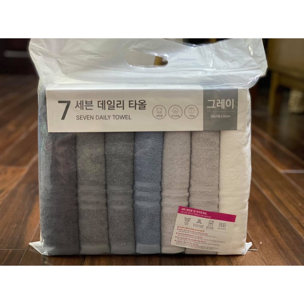 Set 7 khăn Cotton Hàn Quốc 36x76cm