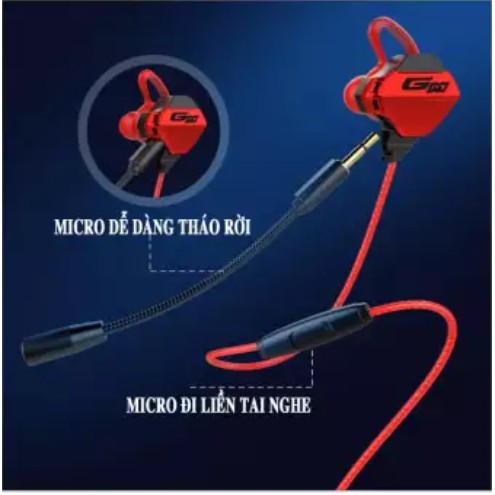 Tai Nghe Chơi Game Có Mic G10 Gaming Tặng Kèm Mic Tháo Rời Hỗ Trợ Điện Thoại, Máy Tính Chơi Game Pubg, Lol Tai Phone