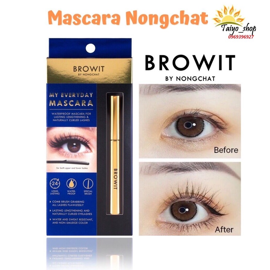 Mascara NongChat Browit My Everyday Thái Lan Làm Dày, Dài Cong Mi, Chuyên Dụng Cho Makeup 5,5g