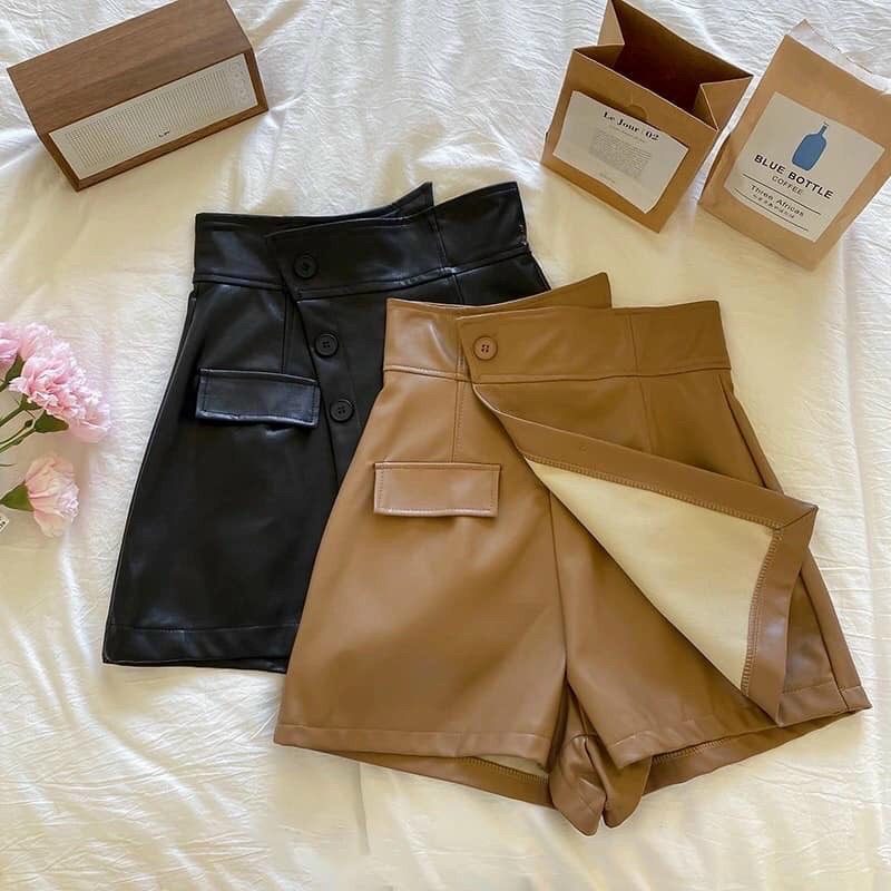 Quần Váy Da Nữ Lưng Cao 2 Túi Thời Trang Tep fashion - QVD001