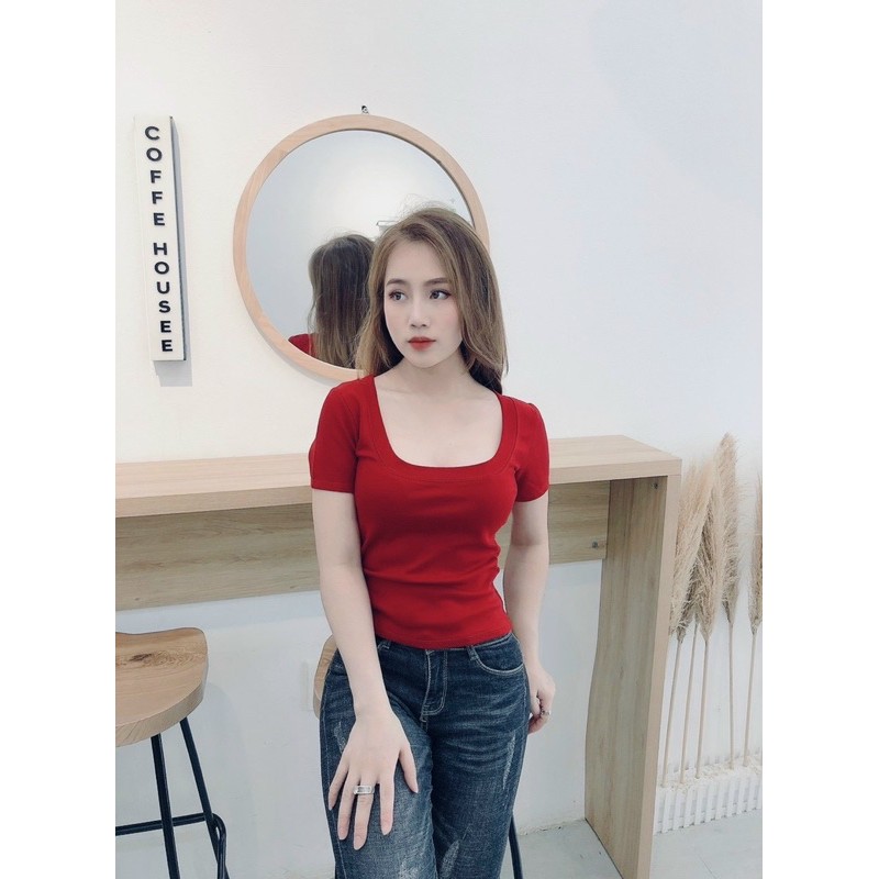 Áo cotton cổ vuông xịn- cực xinh [HOT NHẤT] chất siêu xịn