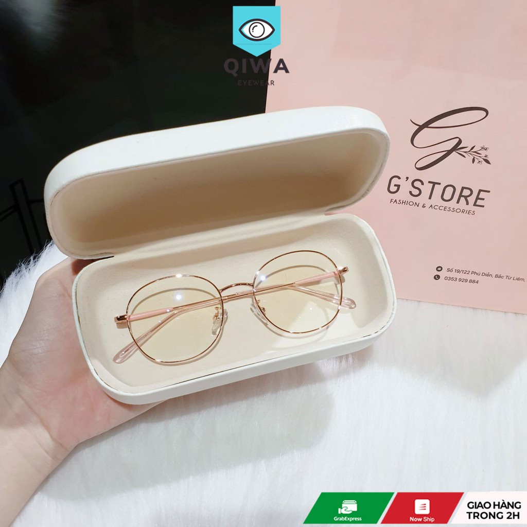 Gọng kính cận kim loại mắt tròn Qiwa Eyewear 72311, Kính cận nữ dáng mắt tròn đẹp