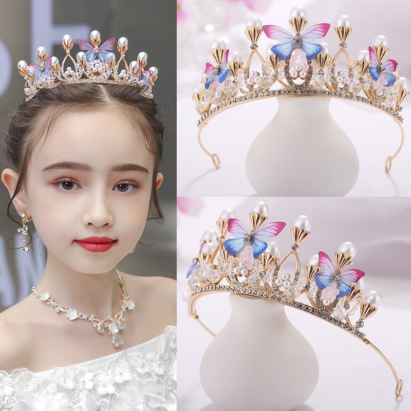 Vương Miện Công Chúa Đính Ngọc Trai Thời Trang Sang Trọng Cho Bé Gái