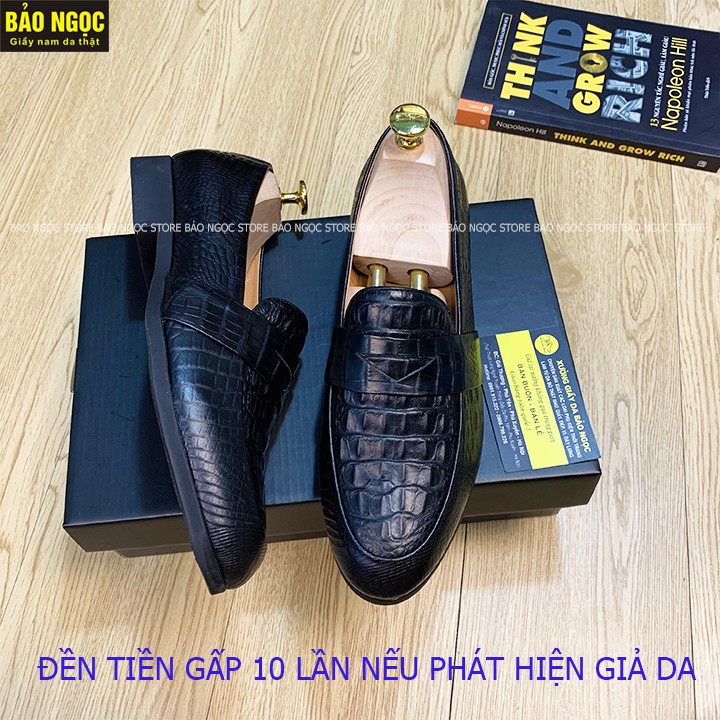 Giày da nam [ Đế Khâu ] Giày lười nam da bò in vân cá sấu, Đế cao su 3cm - MÃ K1 | WebRaoVat - webraovat.net.vn