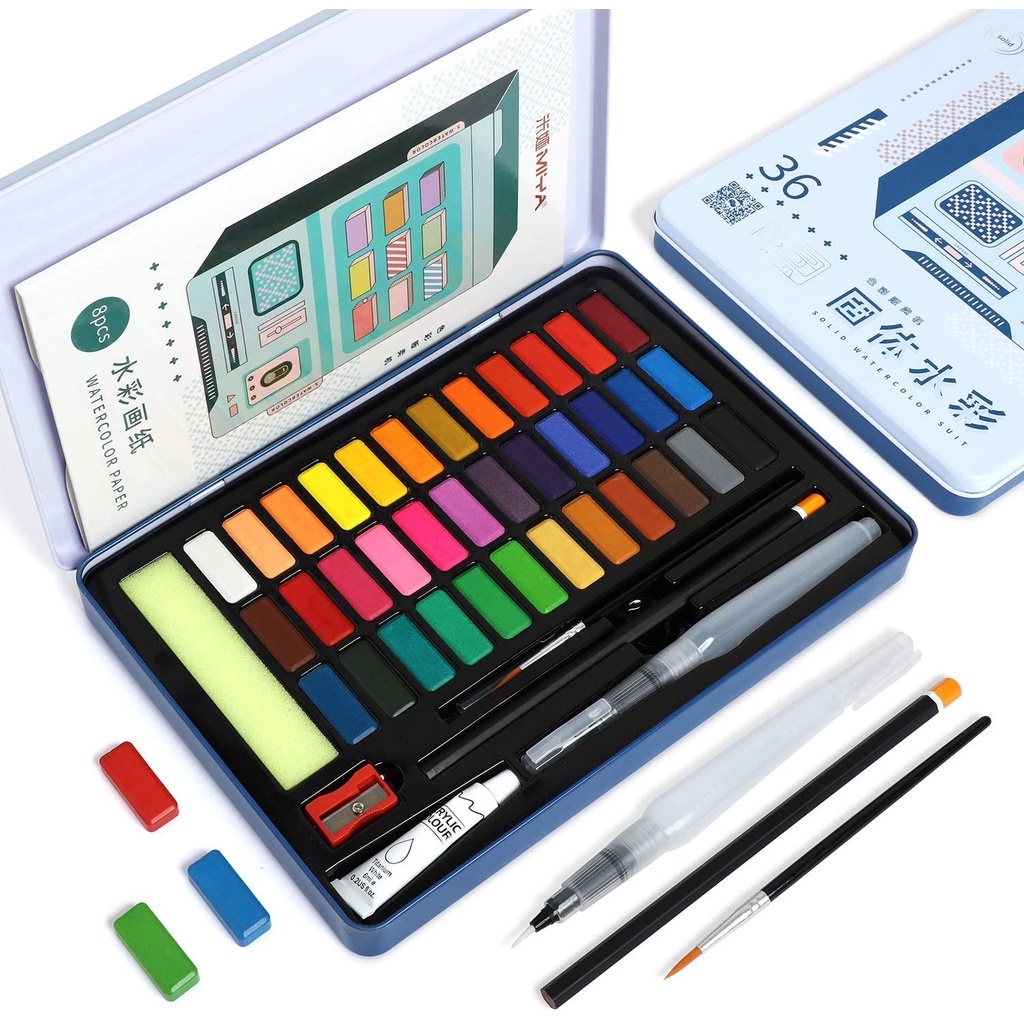 Bộ Màu Nước Himi 36 Màu Solid Water Color Set Sắc Màu Sống Động