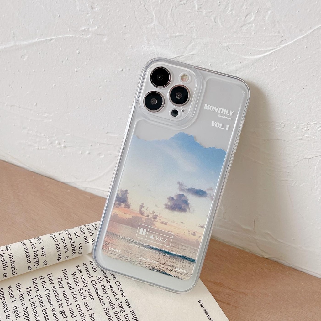 Ốp Điện Thoại TPU Silicon Mềm Trong Suốt Chống Sốc In Hình Phong Cảnh Cho iphone 13 12 11 pro max x xr xsmax 7/8plus