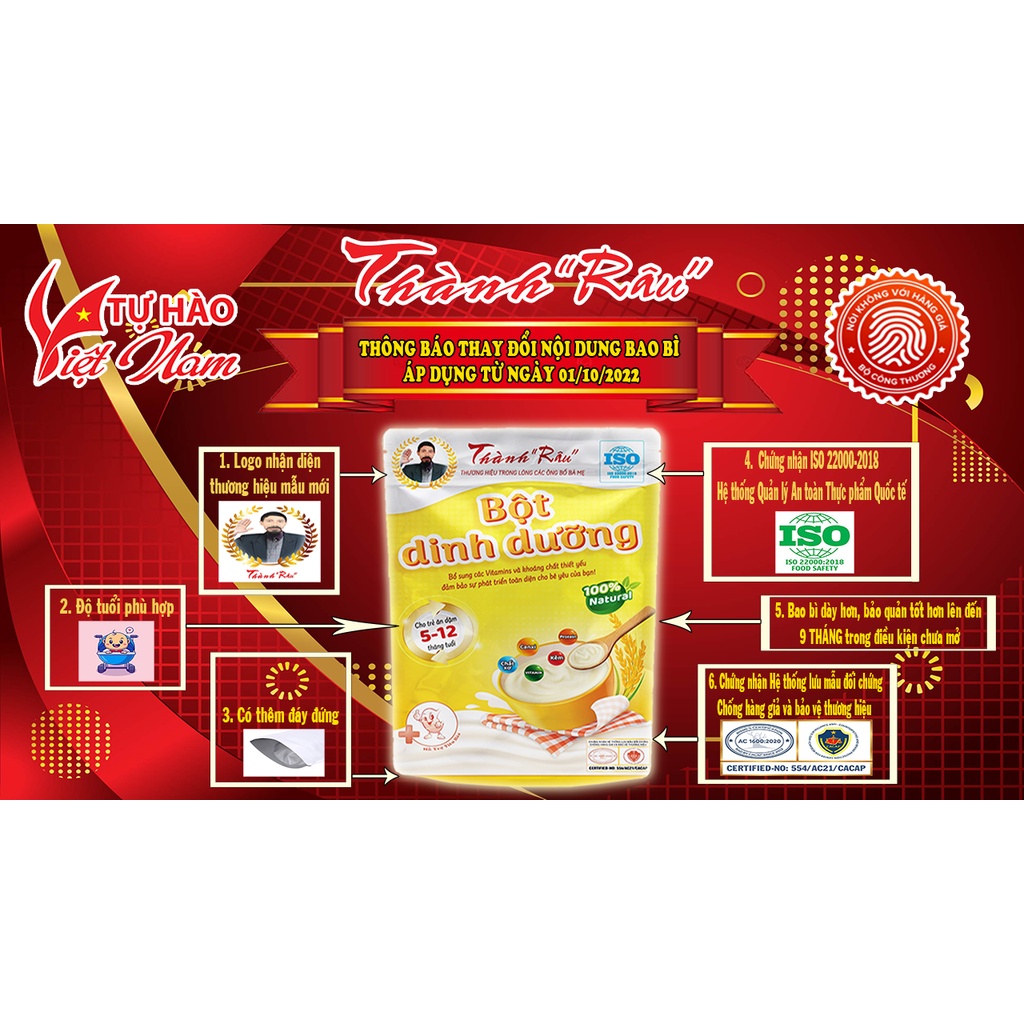 Bột ăn dặm dinh dưỡng cho bé từ 6 tháng “Thành Râu”