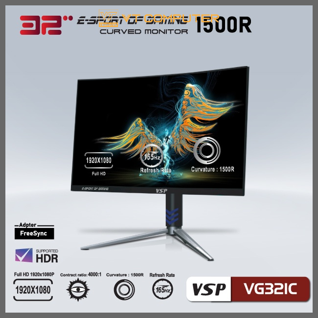 Màn Hình Cong 32 inch / VSP / FHD-2K / 75-165Hz / IP3205S / VG322C / VG325Q / Bảo Hành 24 Tháng