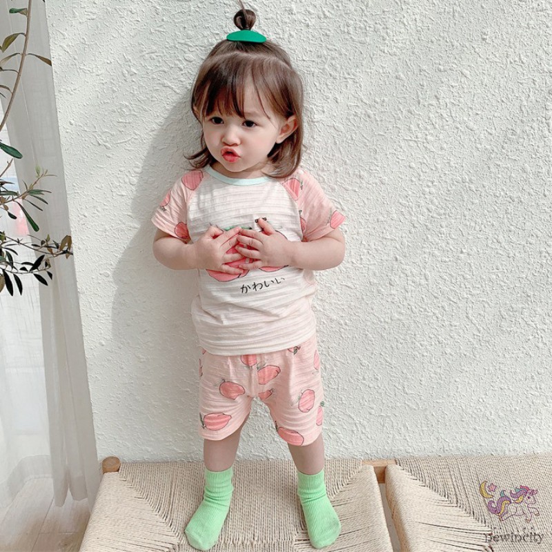 Áo thun tay ngắn in hoạt hình và Quần ngắn thời trang Hàn Quốc phong cách hè dành cho bé