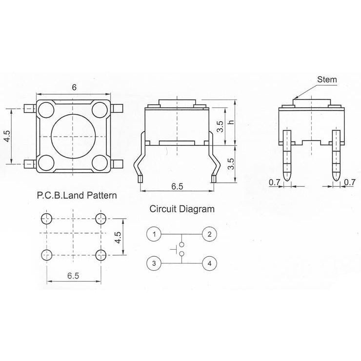 Set 50 Công Tắc Cảm Ứng 6x6mm Dip4Pin DIP4 6x6x4.3 / 5 / 6 / 7.3-25 MM 6 * 6 * 4.3MM 5MM 6MM 7MM 8MM-25MM